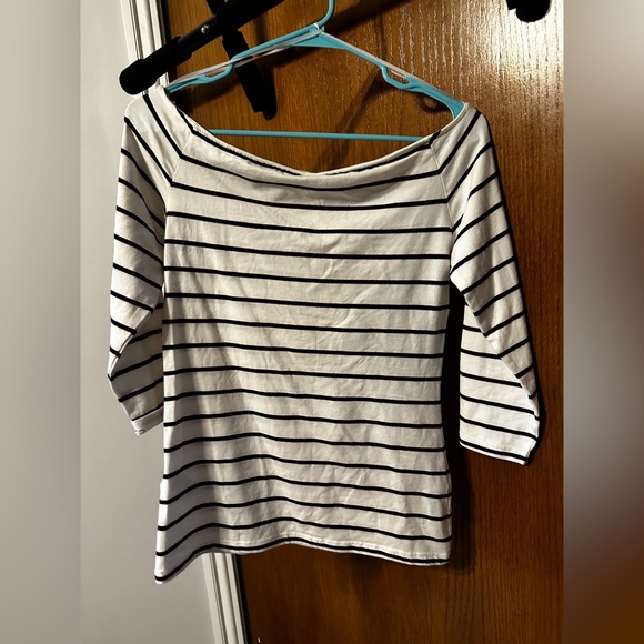 H&M Wide Neck Striped Nautical Top - Picture 3 of 3
